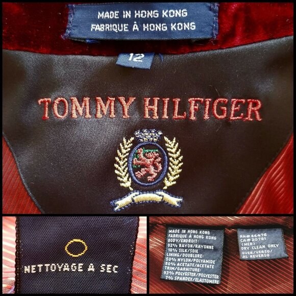 Red Velvet Smoking Tuxedo Jacket High End Black Label Tommy Hilfiger Size 12 - Picture 9 of 10